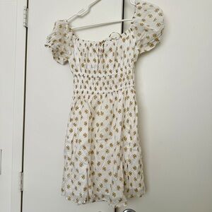 Faithfull the Brand White and Yellow Floral Mini Dress